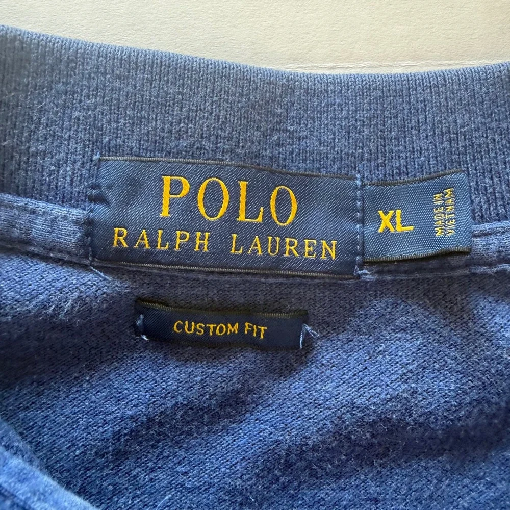 Polo Ralph Lauren Blue Custom Fit Short Sleeve Polo Shirt Orange Pony XL
